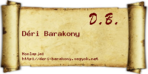 Déri Barakony névjegykártya